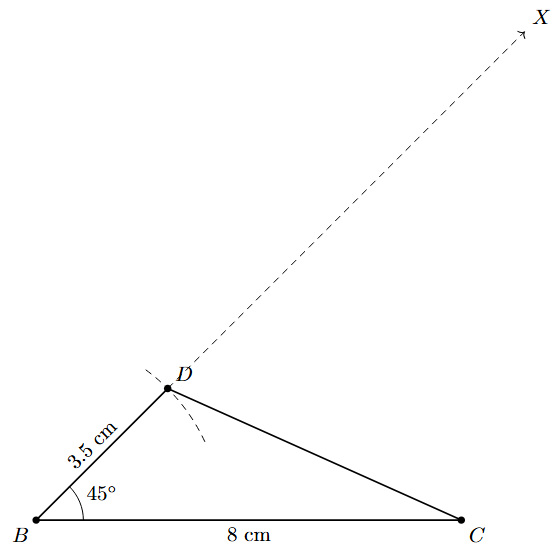 Step 4: The points D and C are joined to form segment DC.
